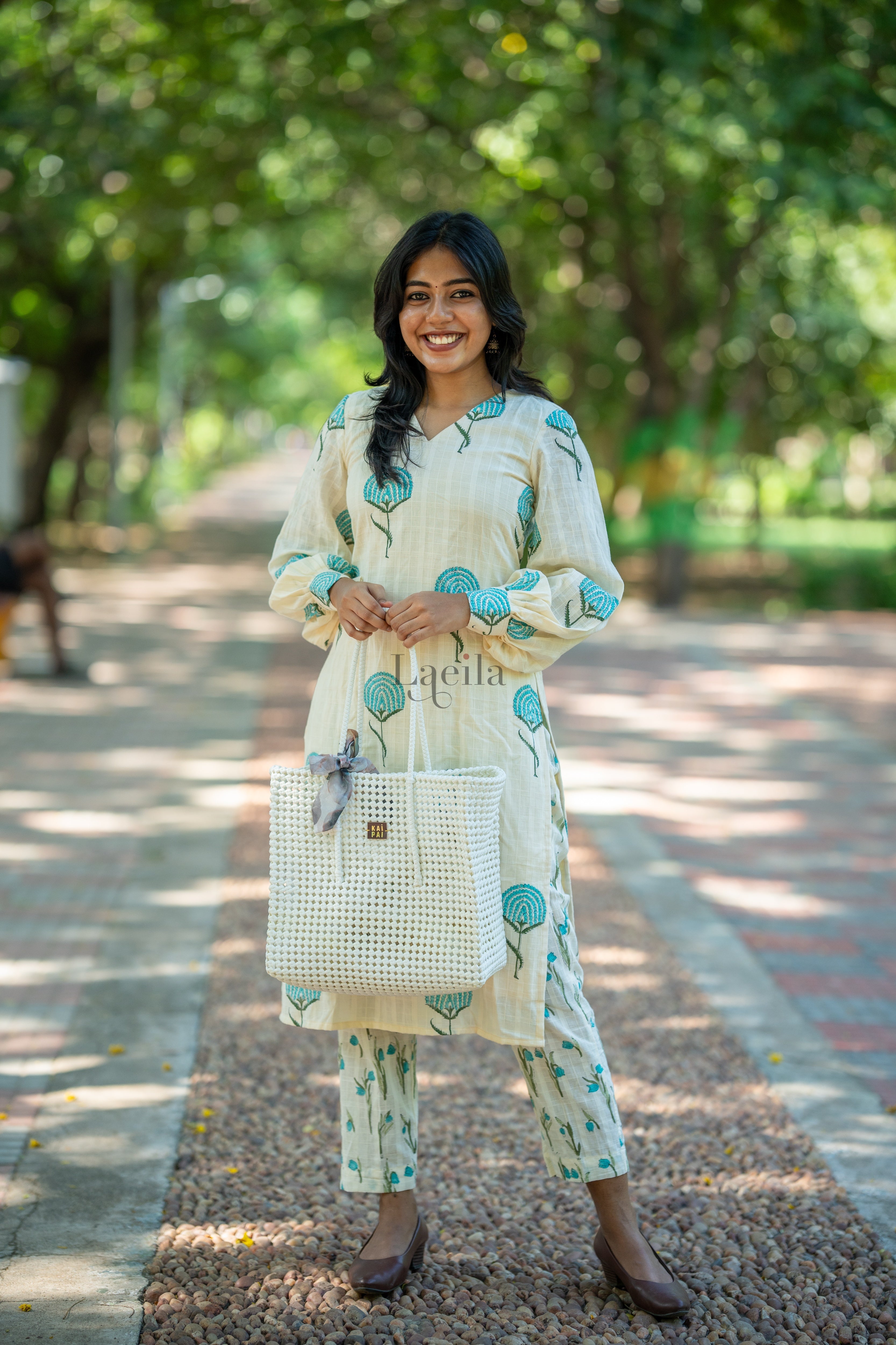 White Blue Flower Cotton Set